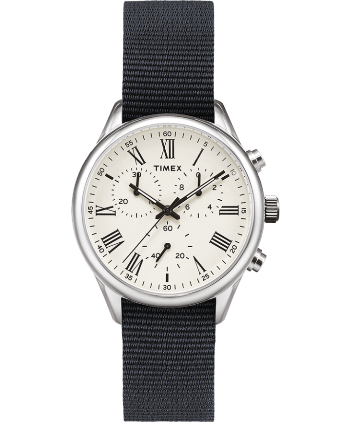 Weston Avenue 38mm Reversible Grosgrain Strap Watch Stainless-Steel/Cream large