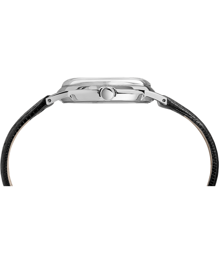 Marlin® Hand-Wound 34mm Leather Strap Watch Black/Black/Silver-Tone large