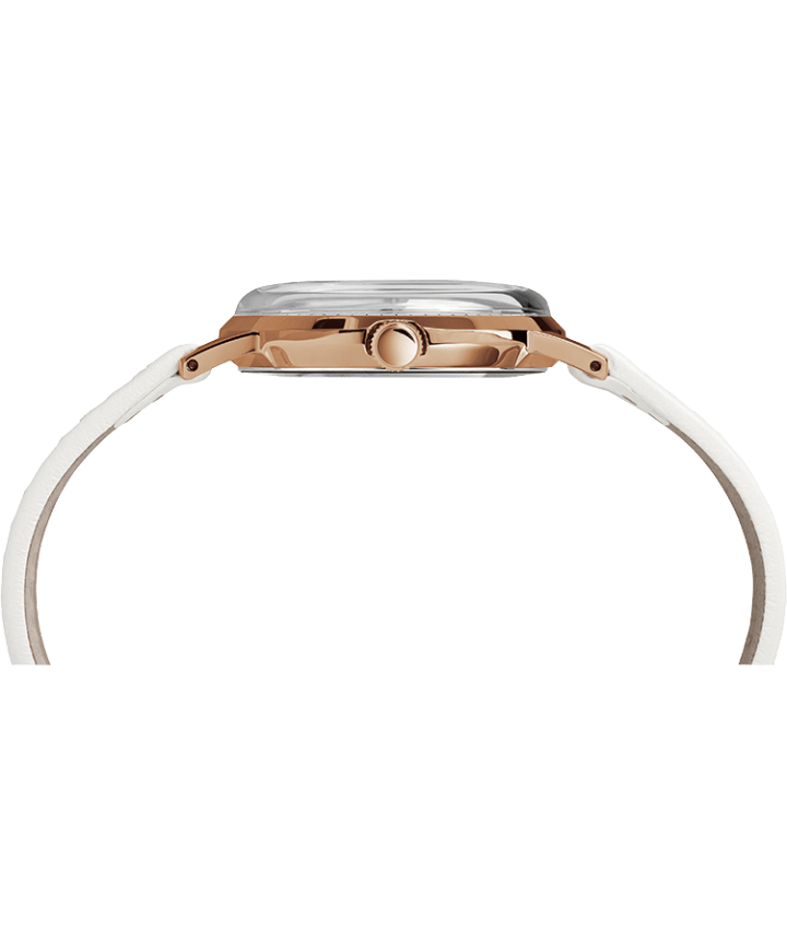 Marlin® Hand-Wound 34mm Leather Strap Watch Rose-Gold-Tone/White large