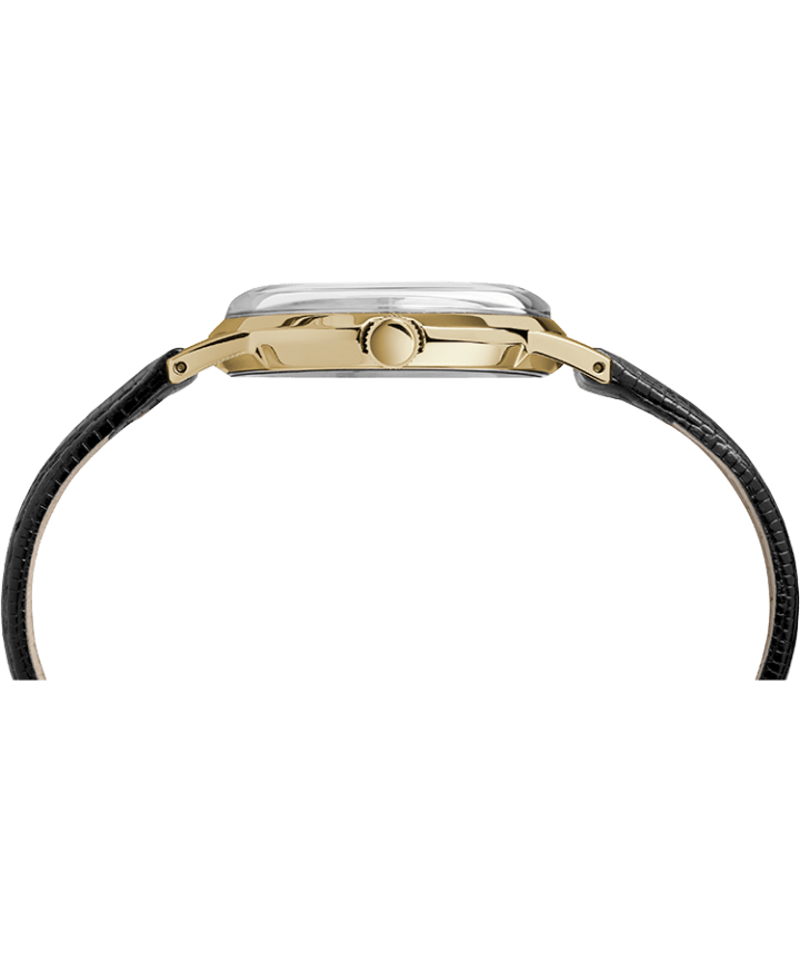 Marlin® Hand-Wound 34mm Leather Strap Watch Black/Gold-Tone large