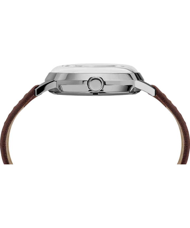Marlin® Automatic 40mm Leather Strap Watch Brown/Silver-Tone large