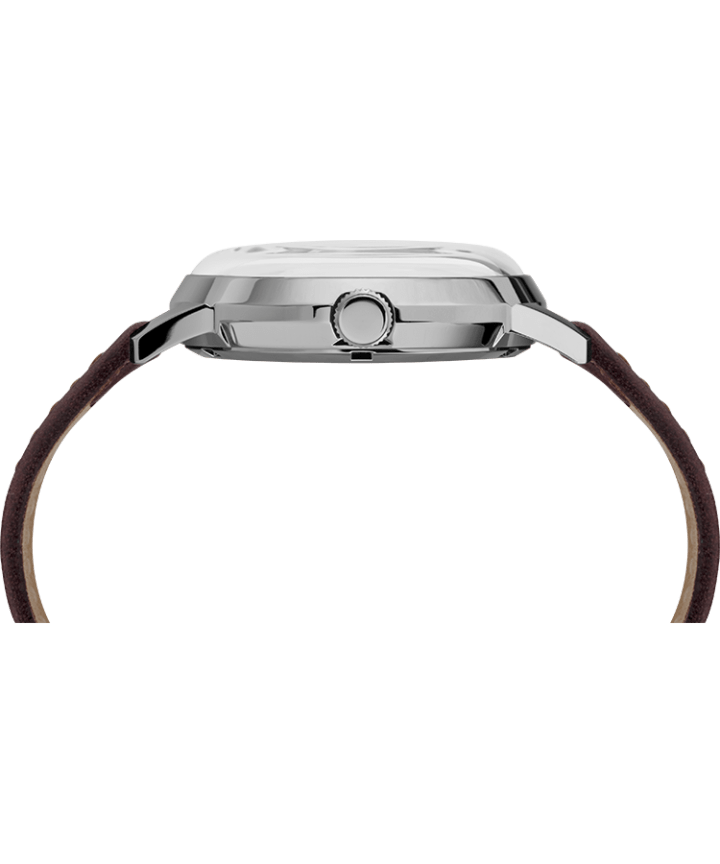 Marlin Automatic 40mm Leather Strap Watch Burgundy/Silver-Tone large