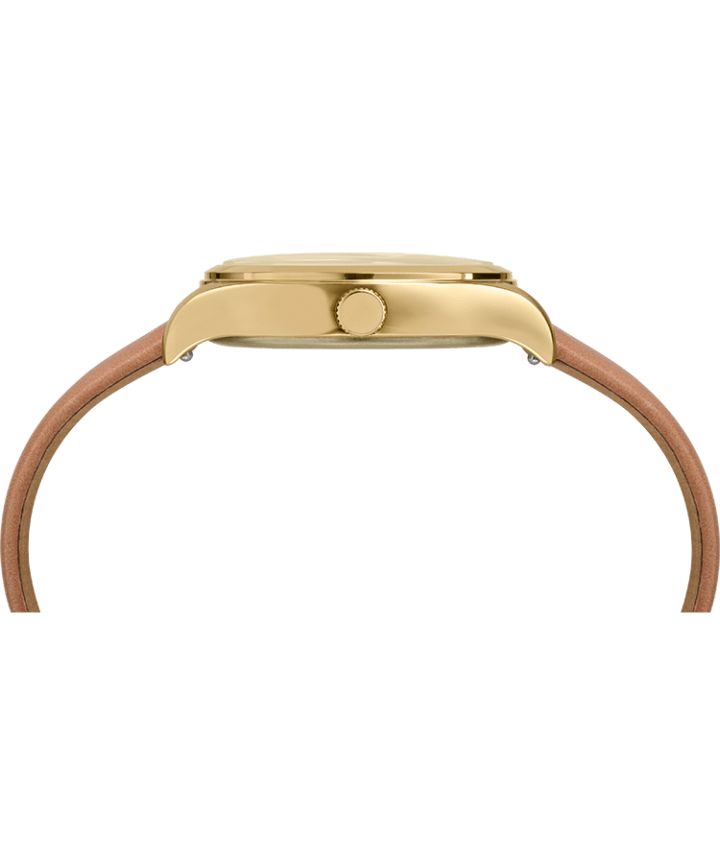 Waterbury Traditional 34mm Leather Strap Watch Gold-Tone/Tan/Blue large