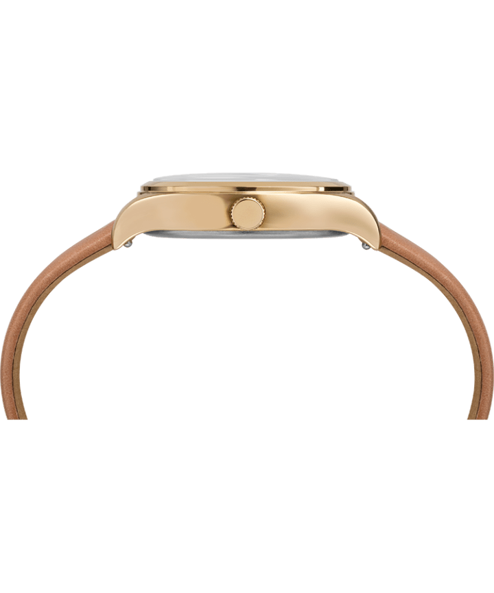 Waterbury Traditional 34mm Leather Strap Watch Gold-Tone/Tan/Yellow large