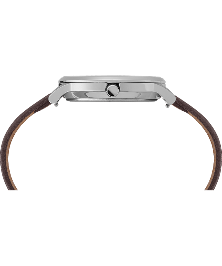 Waterbury classique 40 mm, grande, bracelet en cuir acier inoxydable/brun/noir