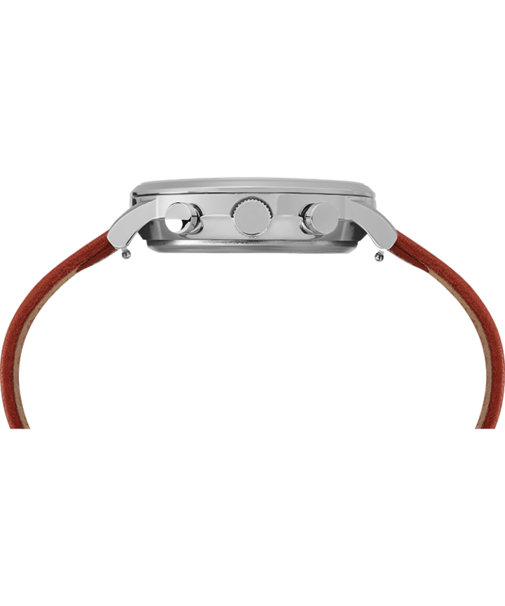 Waterbury Classic Chronograph 40mm Leather Strap Watch Stainless-Steel/Tan/White large