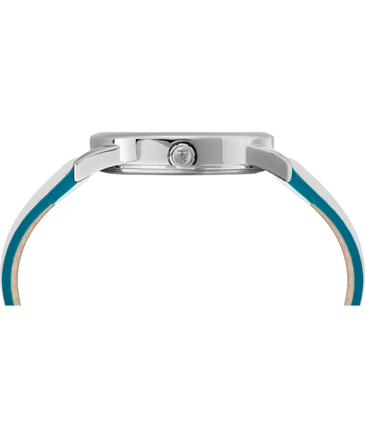 Easy Reader Color Pop 38mm Leather Strap Watch Silver-Tone/White large