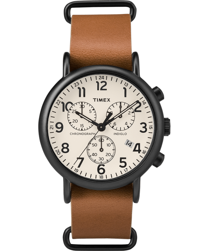 Weekender Chronograph 40mm Leather Slip-Thru Strap Watch large