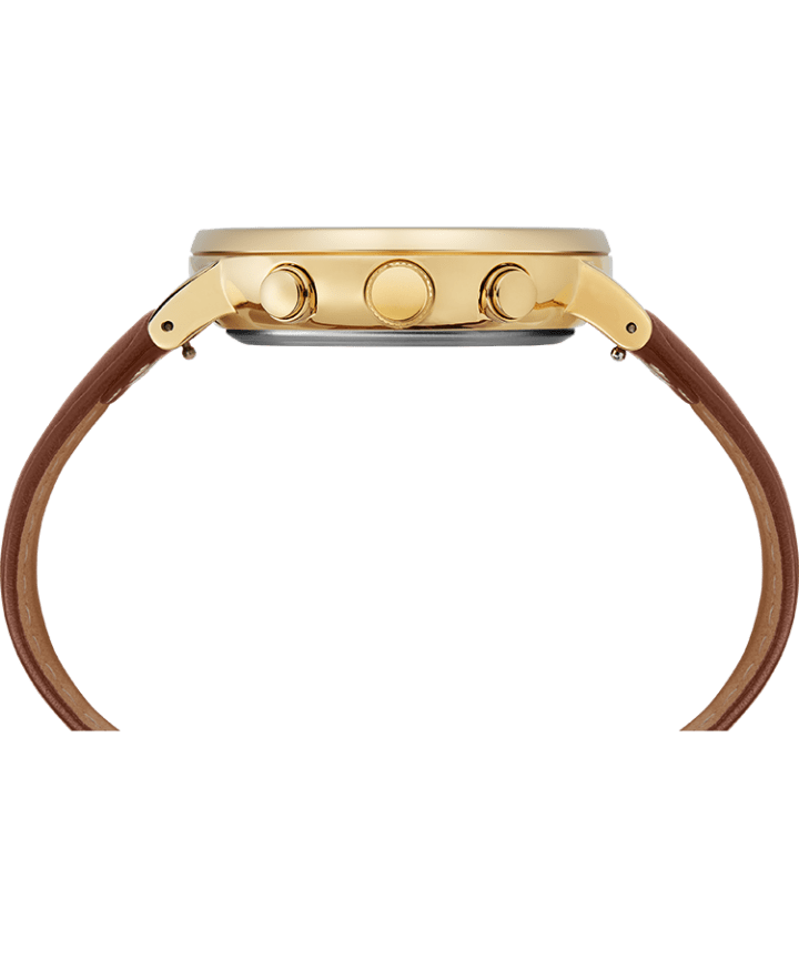Fairfield Chronograph 41mm Leather Strap Watch Gold-Tone/Brown/White large