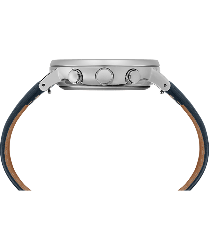 Fairfield Chronograph 41mm Leather Strap Watch Silver-Tone/Blue/White large