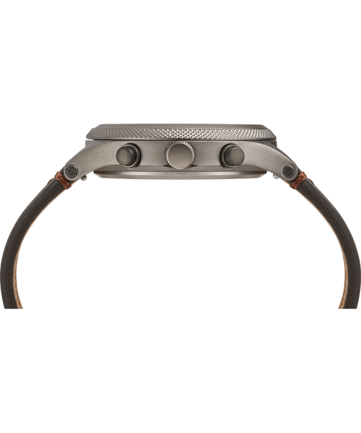 Zegarek Allied LT Chronograph z kopertą 42 mm i skórzanym paskiem Szary/Brązowy large