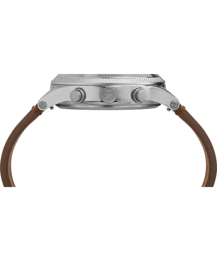 Allied LT Chronograph 42mm Leather Strap Watch Silver-Tone/Brown/Black large