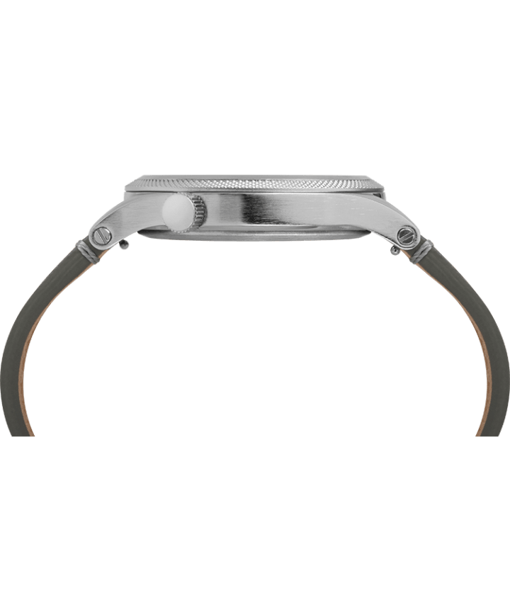 Allied LT 40mm Leather Strap Watch Silver-Tone/Gray/Black large