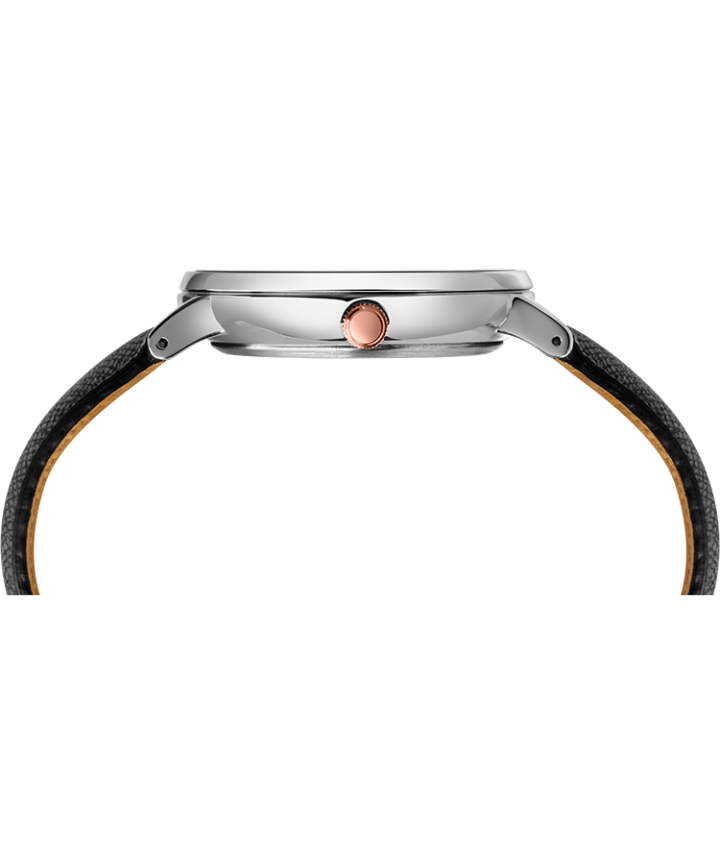 Southview 41mm Leather Strap Watch Silver-Tone/Black/White large
