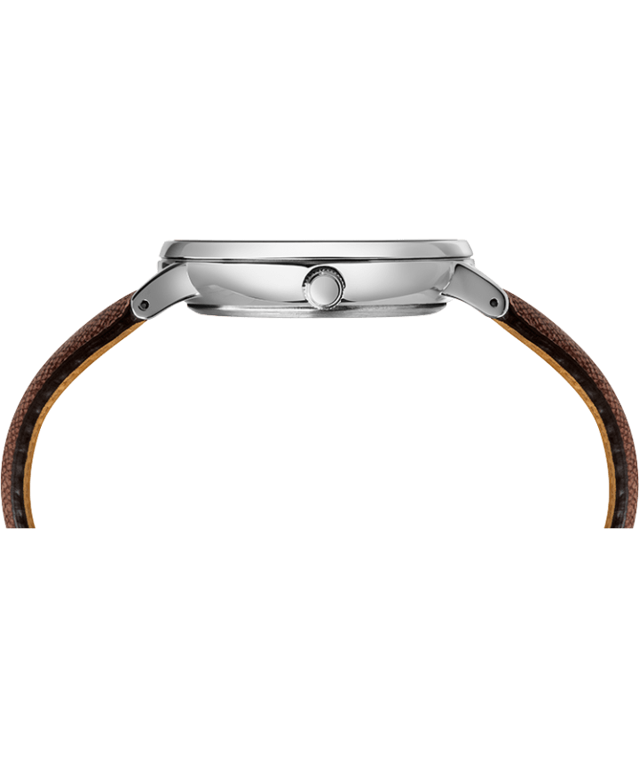 Southview 41mm Leather Strap Watch Silver-Tone/Brown/Blue large