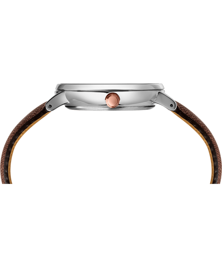 Southview Multifunction 41mm Leather Strap Watch Silver-Tone/Brown/Black large