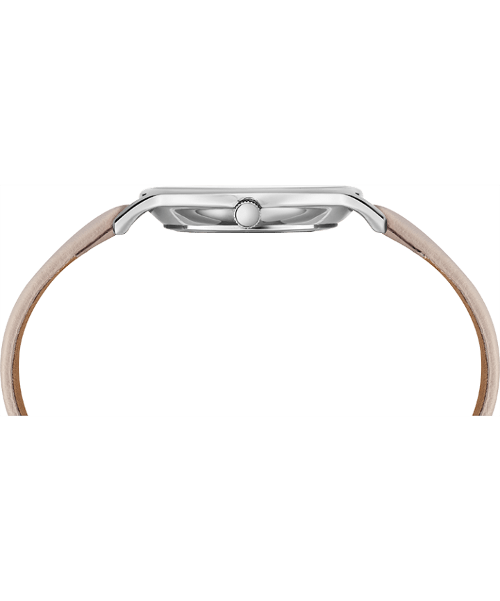 Metropolitan 34mm Leather Strap Watch Silver-Tone/Gray/Mother-of-Pearl large