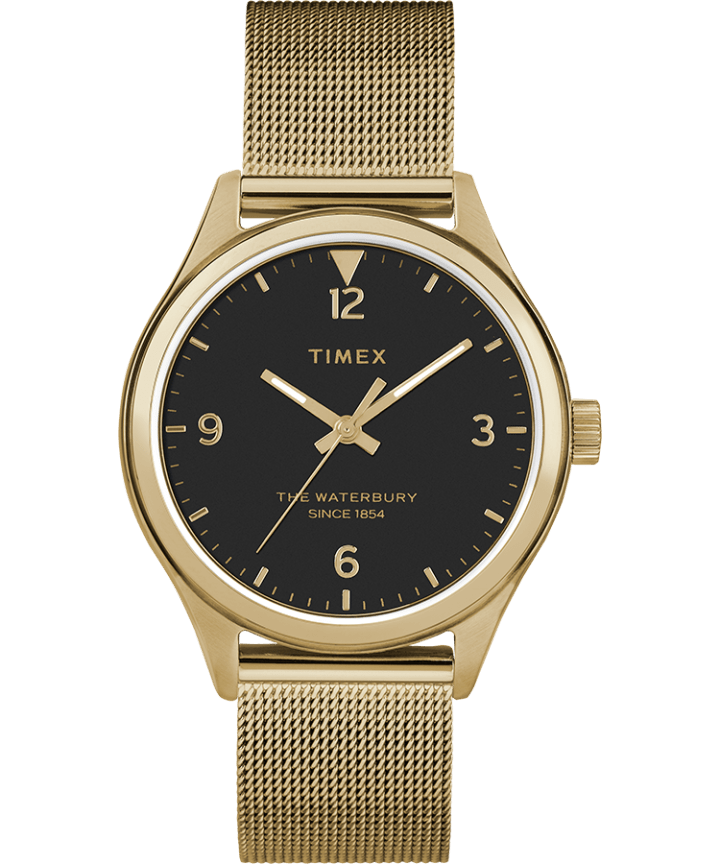 Waterbury Traditional 34mm Stainless Steel Mesh Band Watch Gold-Tone/Black large