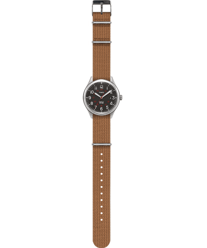 Waterbury United 38mm Fabric Strap Watch Stainless-Steel/Cream large