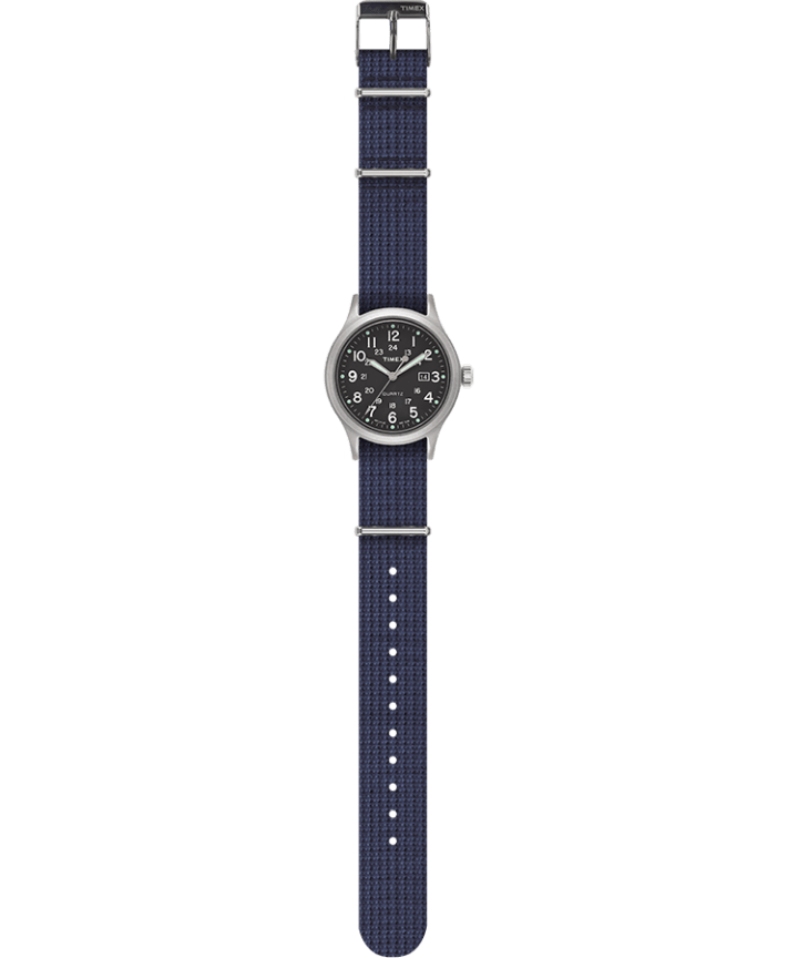 Allied 40mm Fabric Strap Watch Silver-Tone/Blue/Green large