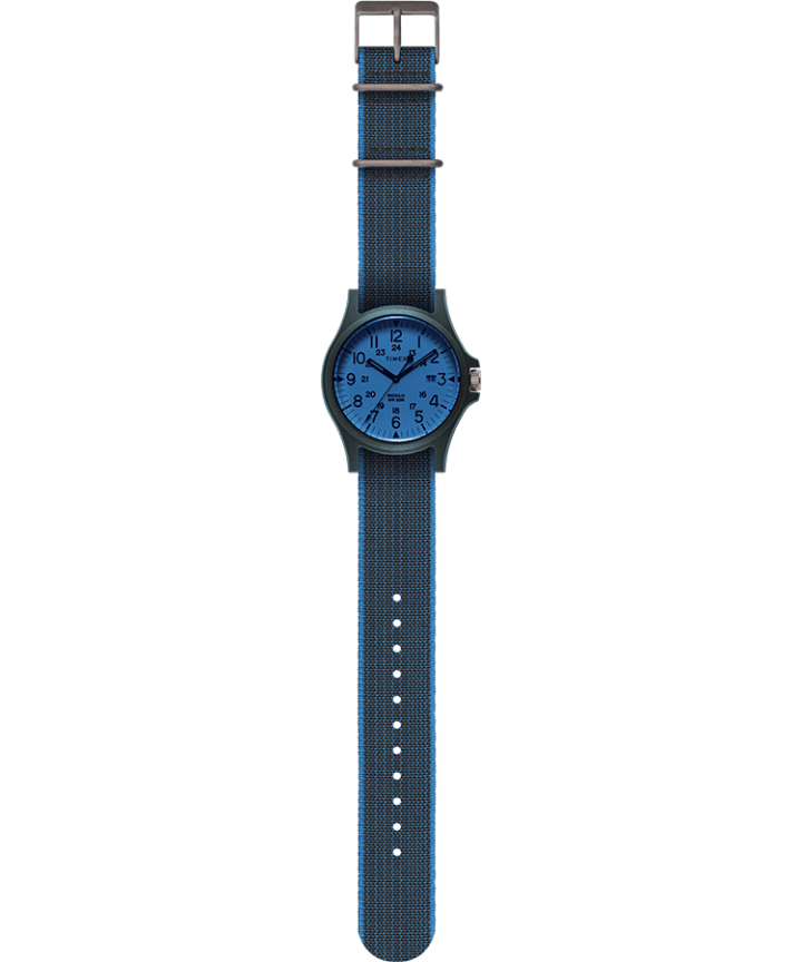 Zegarek Acadia z kopertą 40 mm i paskiem z elastycznego materiału Niebieski/Biały large