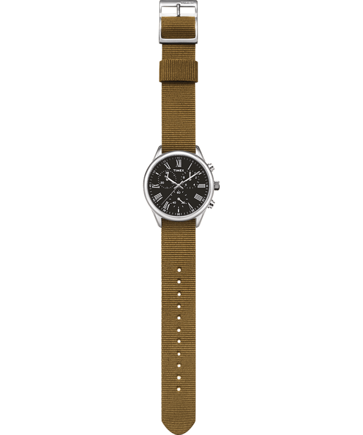 Weston Avenue 38mm Fabric Strap Watch Stainless-Steel/Green/Black large