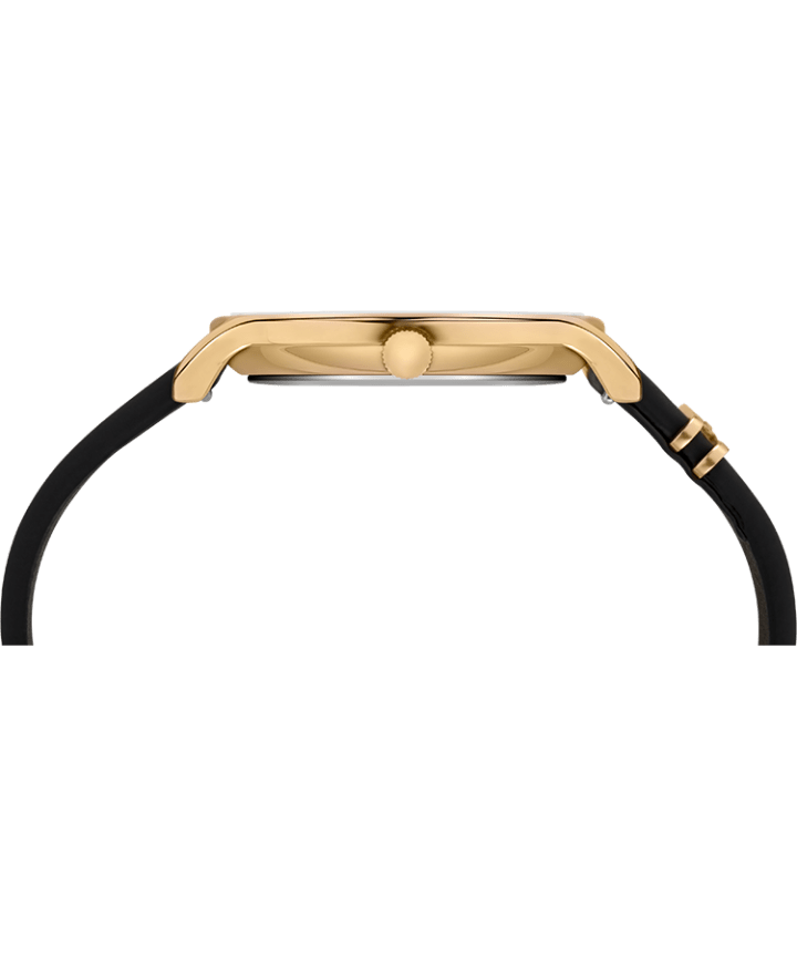 Transcend 38mm Leather Strap Watch Gold-Tone/Black large