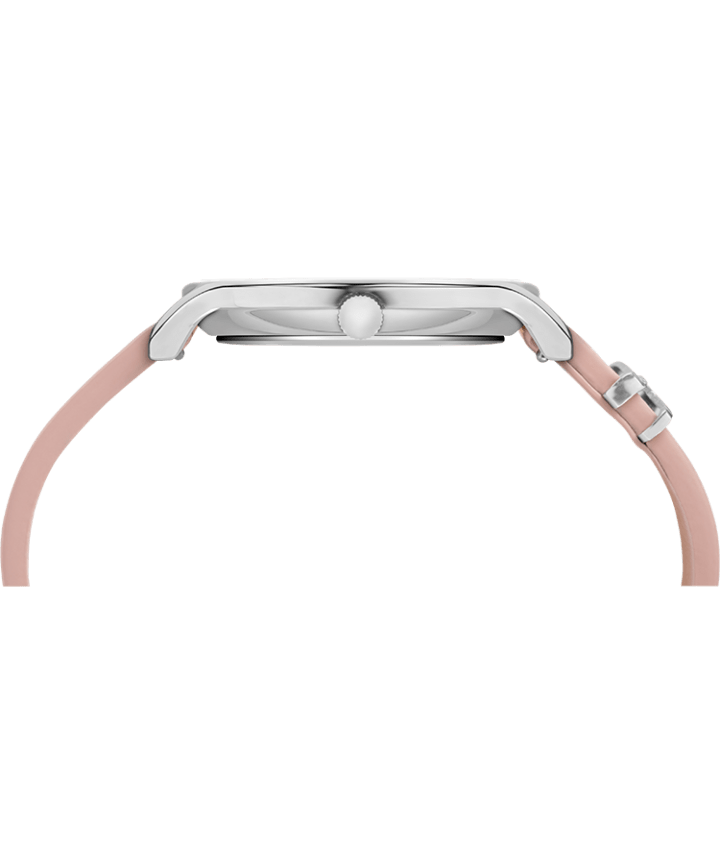 Transcend 38mm Leather Strap Watch Silver-Tone/Pink/White large