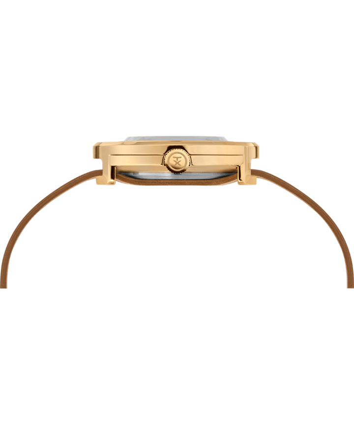 Variety™ 34mm Leather Strap Watch Gold-Tone/Tan large