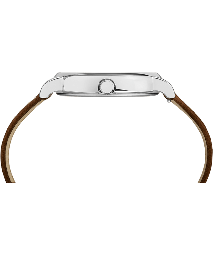 Timex x Peanuts - Snoopy 38mm Brown Leather Strap Silver-Tone/Brown/White large