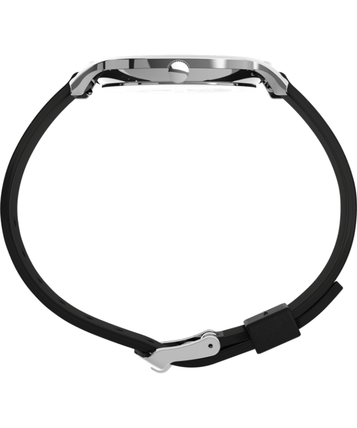 Norway 40mm Leather Strap Watch Silver-Tone/Black/White large