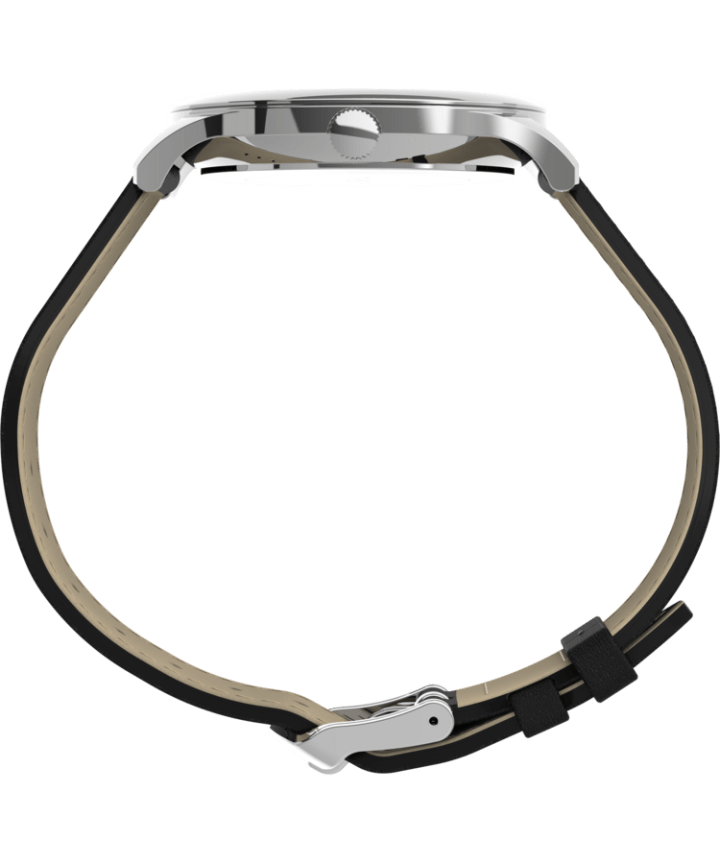 Modern Easy Reader 40mm Leather Strap Watch Silver-Tone/Black large