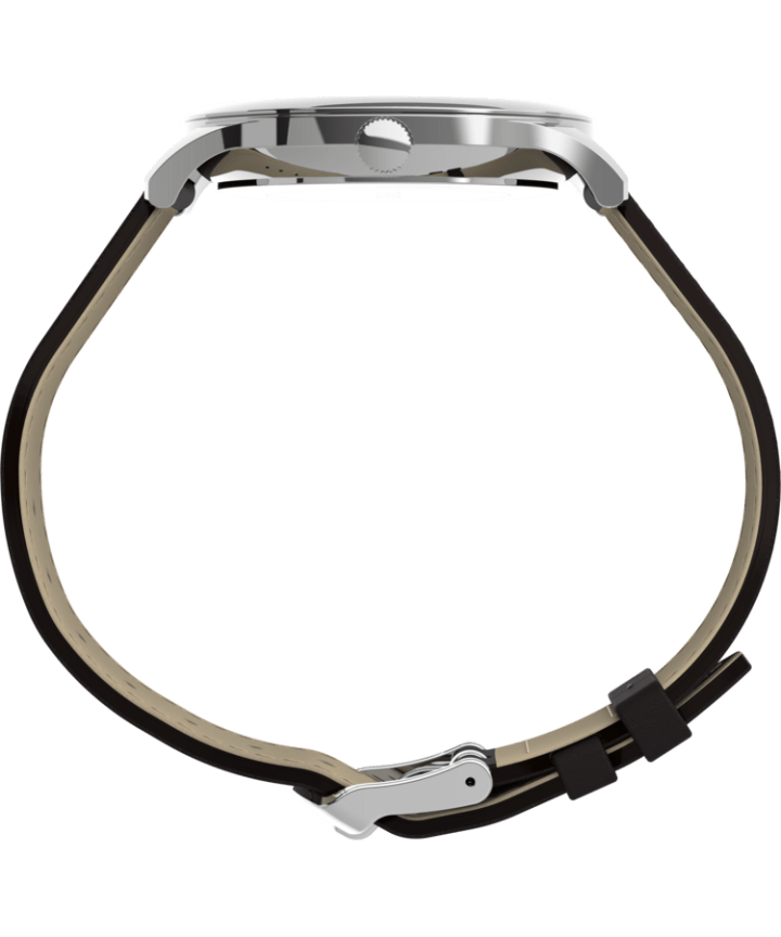 Modern Easy Reader 40mm Leather Strap Watch Silver-Tone/Brown/Blue large