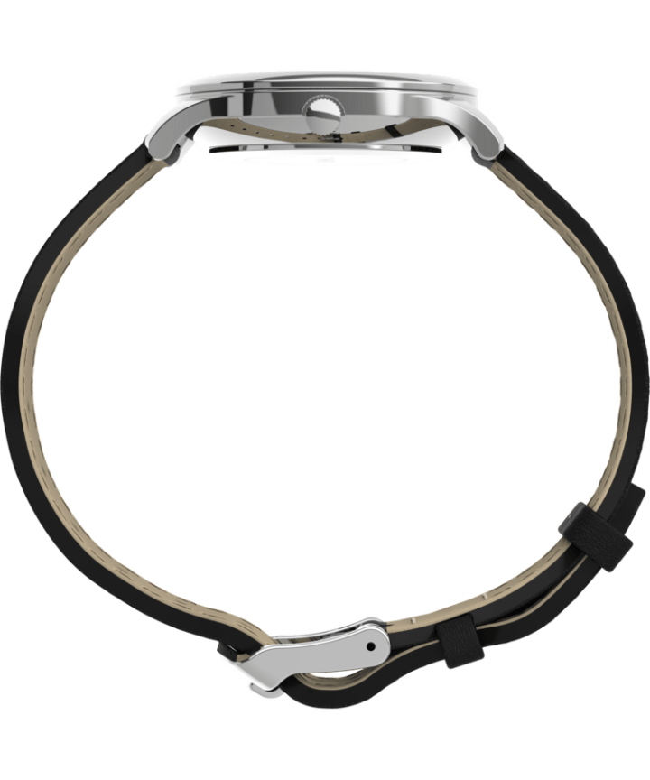 Modern Easy Reader 32mm Leather Strap Watch Silver-Tone/Black/White large