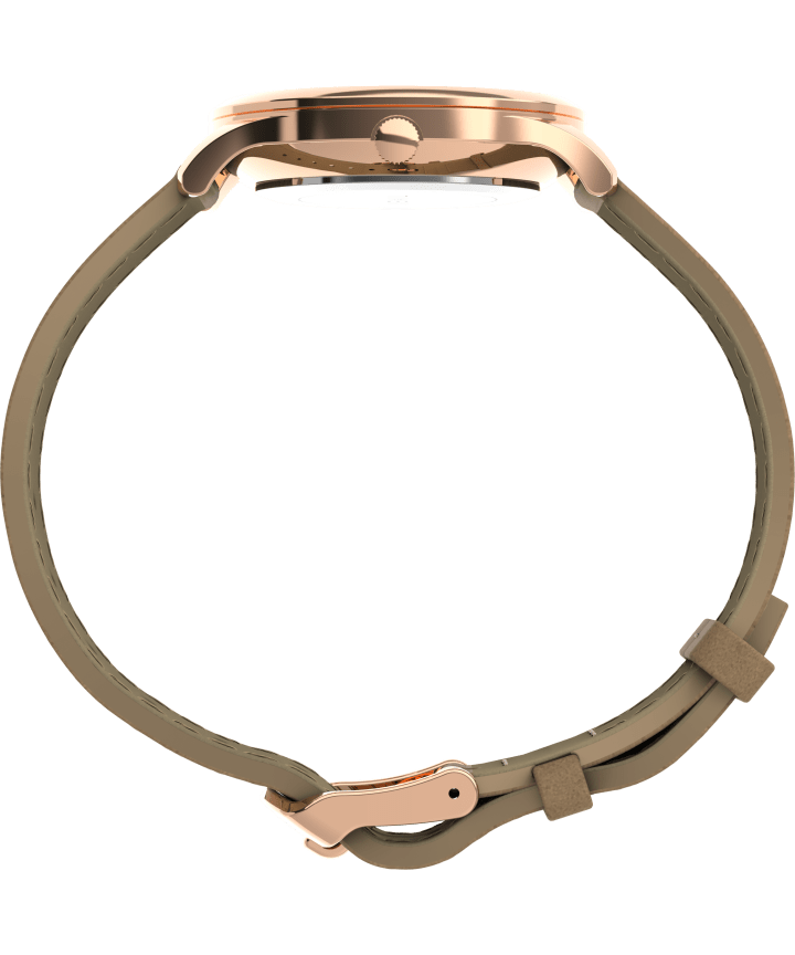 Modern Easy Reader 32mm Leather Strap Watch Rose-Gold-Tone/Tan/White large