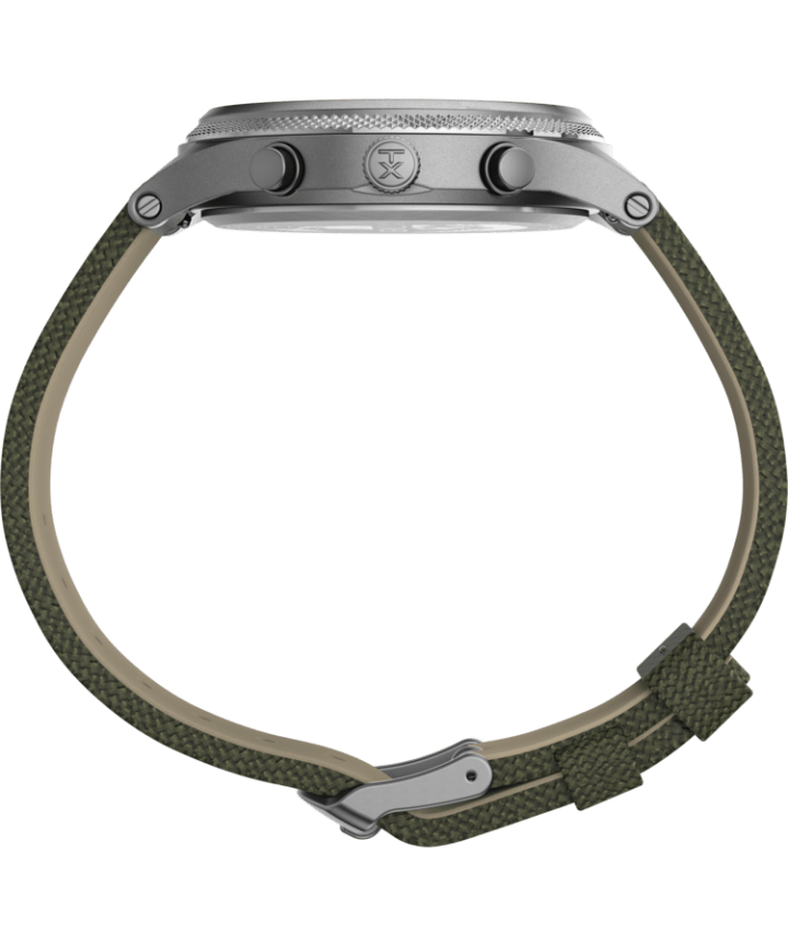 Allied LT Chronograph 42mm Fabric Strap Watch Silver-Tone/Green large