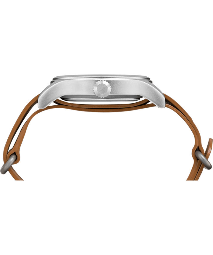Timex x Keone Nunes 40mm Leather Strap Watch Silver-Tone/Brown/Blue large