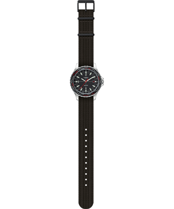 Navi World Time 38mm Fabric Strap Watch Stainless-Steel/Black large