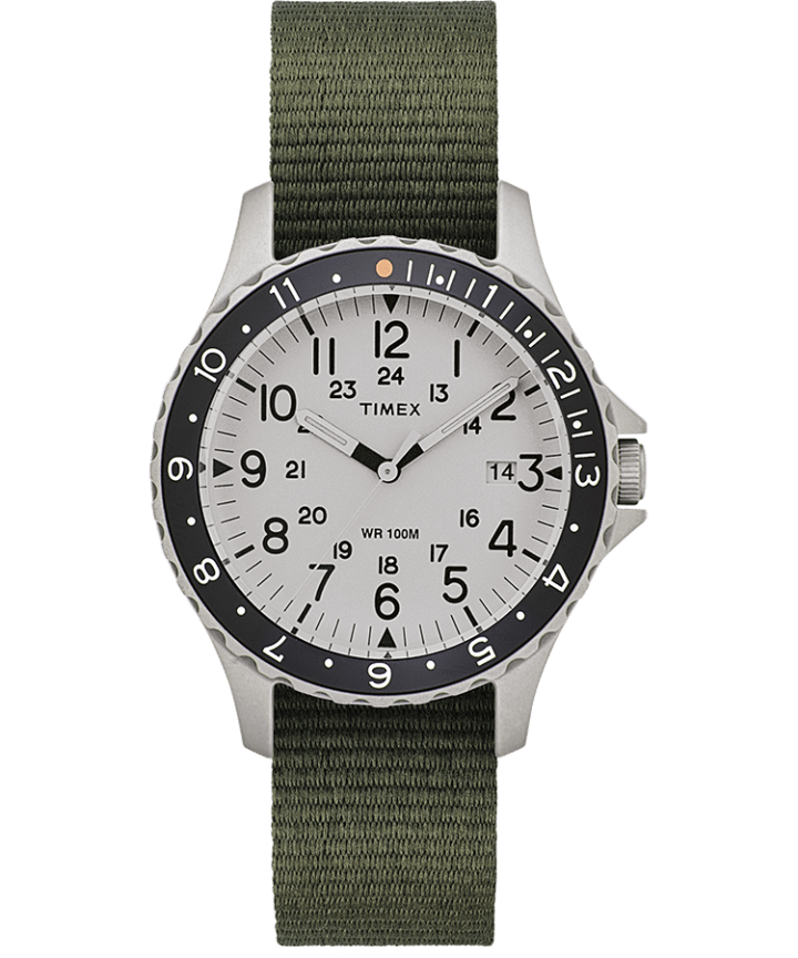 Navi Ocean 38mm Reversible Fabric Strap Watch Stainless-Steel/Green/Blue large