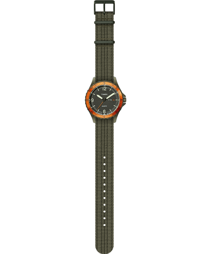 Navi Land 38mm Fabric Strap Watch Stainless-Steel/Green/Black large
