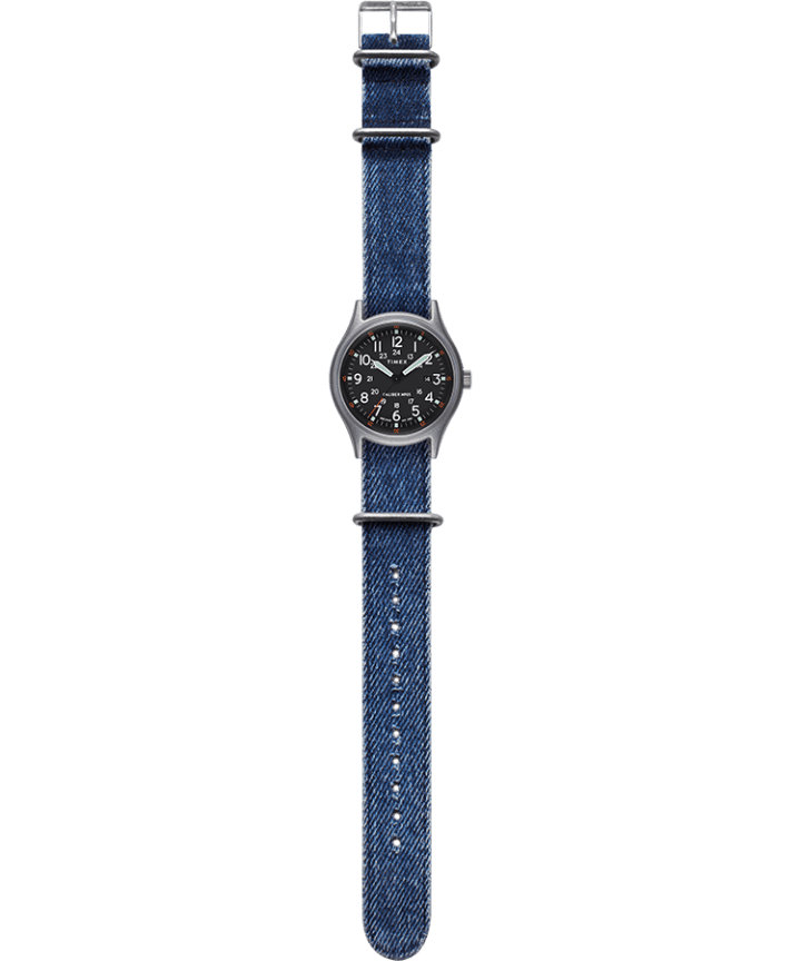MK1 40mm Fabric Strap Watch Silver-Tone/Blue/Black large