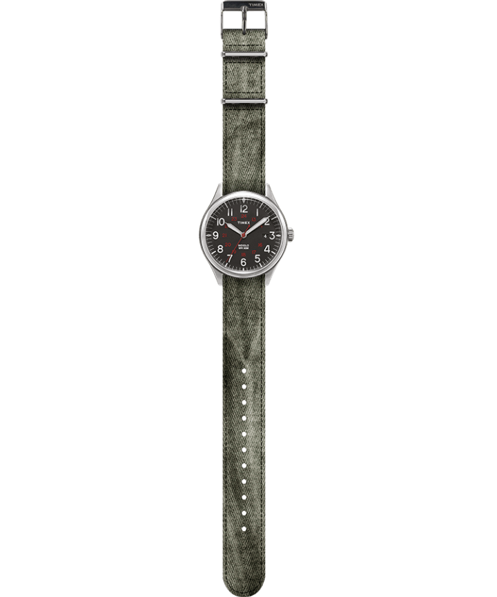 Waterbury United 38mm Fabric Strap Watch Black/Green large