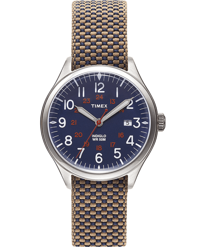 Waterbury United 38mm Fabric Strap Watch Blue/Blue large