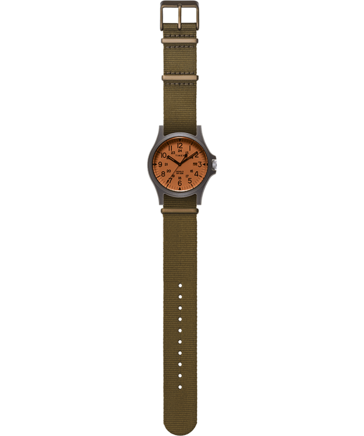 Acadia 40mm Fabric Strap Watch Orange/Olive large