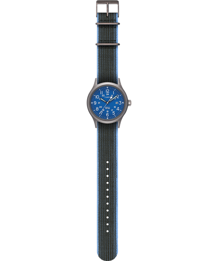 Allied 40mm Reversible and Elastic Fabric Strap Watch Blue/Blue large
