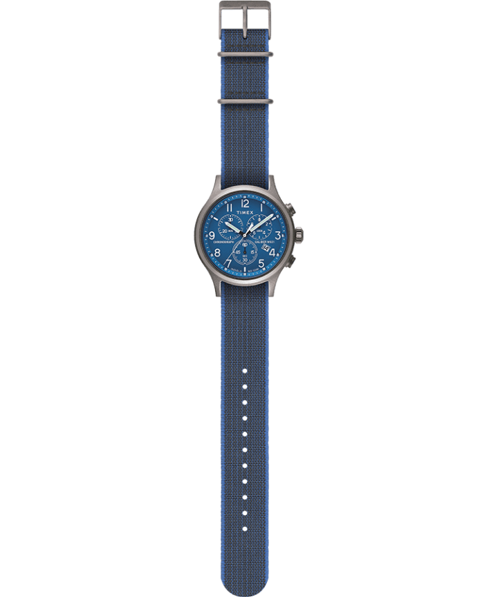 Allied Chronograph 42mm Reversible and Elastic Fabric Strap Watch Blue/Blue large