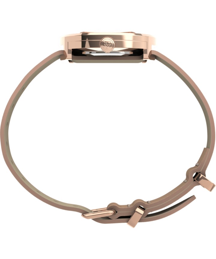 Variety™ 34mm Leather Strap Watch Rose-Gold-Tone large