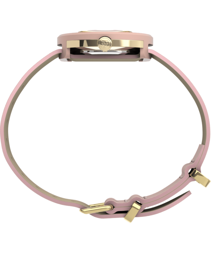 Variety™ 34mm Leather Strap Watch Gold-Tone/Pink large