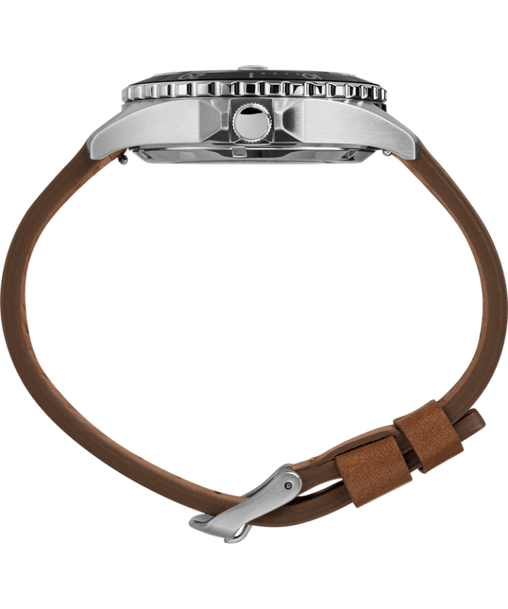 Navi XL Automatic 41mm Leather Strap Watch Stainless-Steel/Brown/Green large