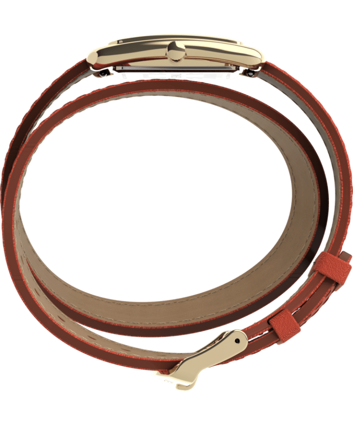 Addison 25mm Double Wrap Leather Strap Watch Gold/Orange large